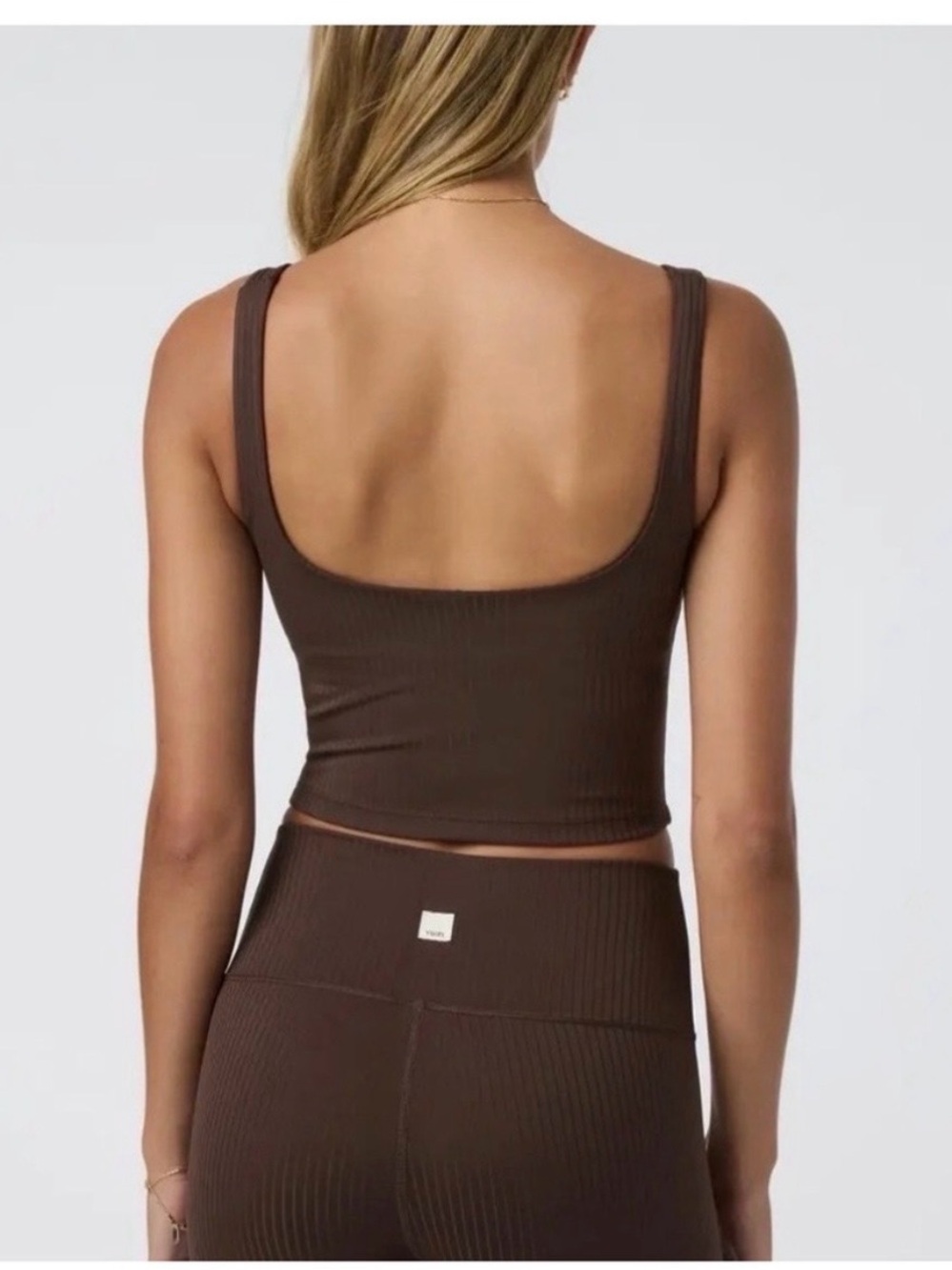 NWT Vuori Inversion Ribbed Cropped Support Tank Top, M, Java brown - Picture 2 of 6